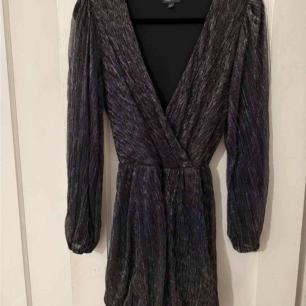 Lily Rose Shimmering Black Long Sleeve Dress